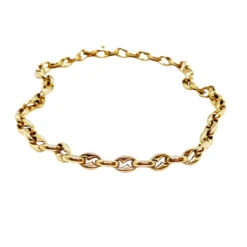 Collier Chaîne Maille Grain De Café En Or Jaune Et Saphir