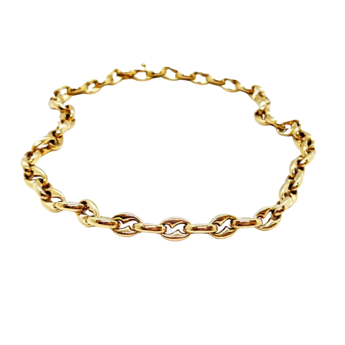 Collier Chaîne Maille Grain De Café En Or Jaune Et Saphir 1 Collier Chaîne Maille Grain De Café En Or Jaune Et Saphir