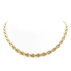 Collier Chaîne Maille Grain De Riz En Or Jaune