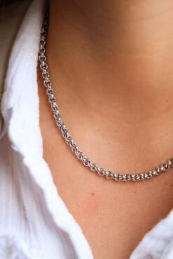 Collier Chaîne Maille Jaseron En Or Blanc -Castafiore Boutique collier chaine maille jaseron en or blanc 710921