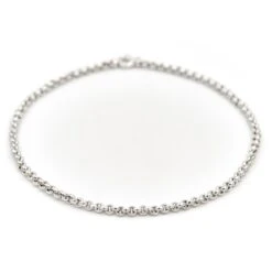 Collier Chaîne Maille Jaseron En Or Blanc