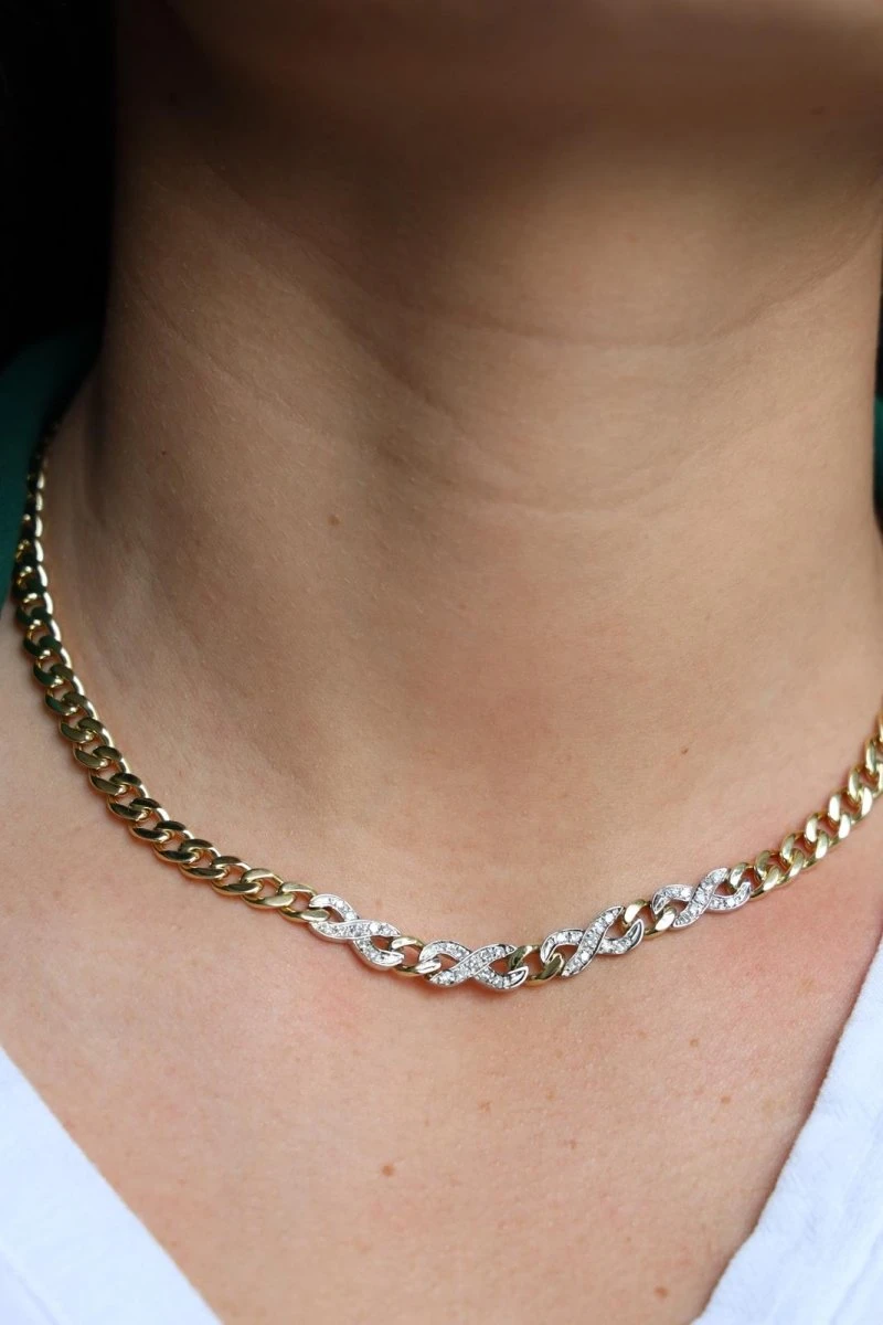 Collier Chaîne Motif Infini En 2 Ors Et Diamants 7 Collier Chaîne Motif Infini En 2 Ors Et Diamants – Image 7