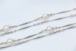 Collier Chaîne Vintage En Bâtonnets D’or Et Perles