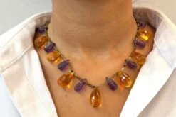 Collier Citrine Et Améthyste En Or Jaune -Castafiore Boutique collier citrine et amethyste en or jaune 976653