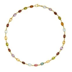 Collier Maille Souple En Or Jaune Et Pierres Fines