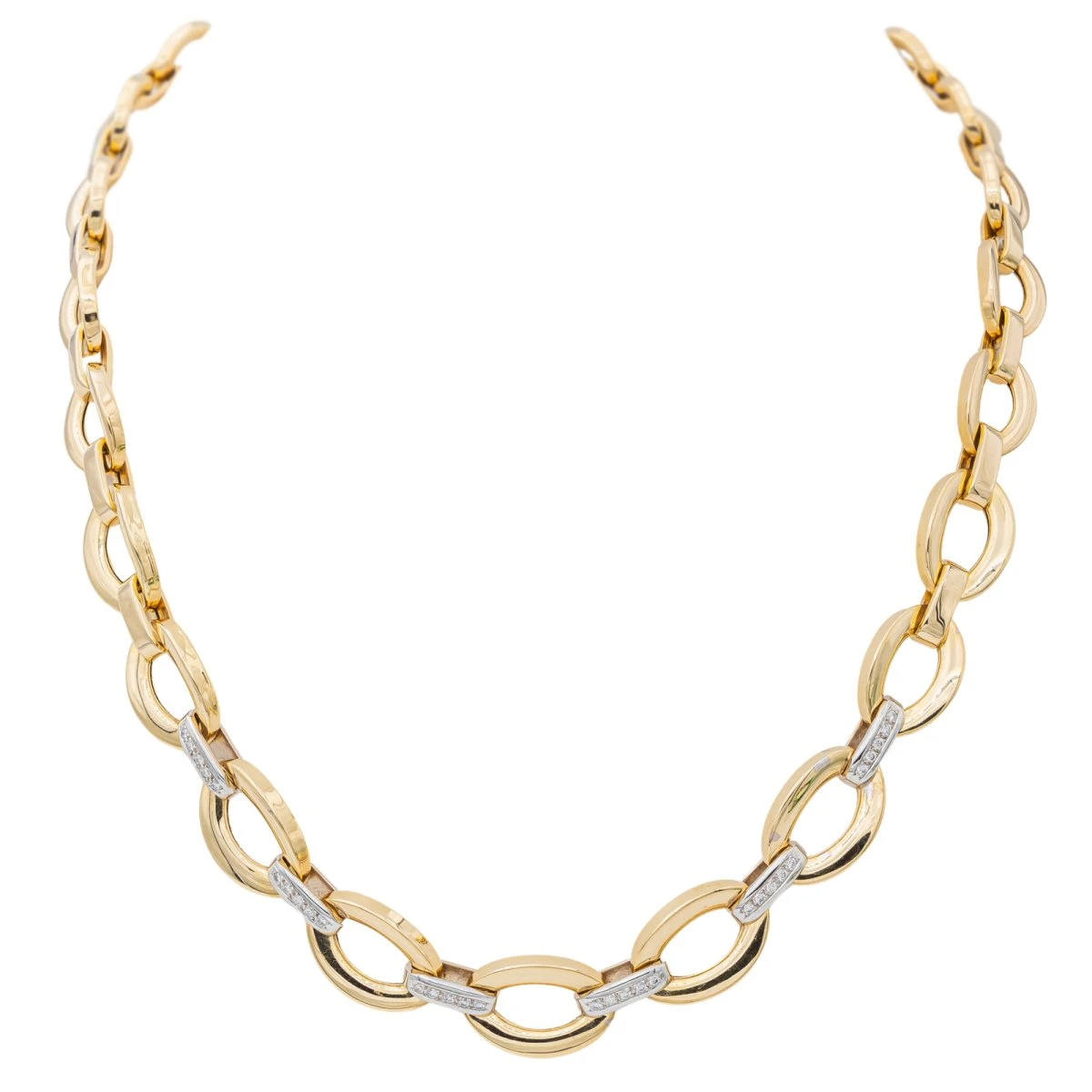 Collier En Or Jaune, Or Blanc Et Diamants 1 Collier En Or Jaune, Or Blanc Et Diamants