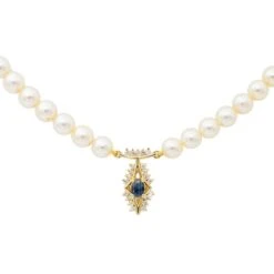 Collier En Or Jaune, Perles, Saphir Et Diamants 9 Collier En Or Jaune, Perles, Saphir Et Diamants -Castafiore Boutique collier en or jaune perles saphir et diamants 859161