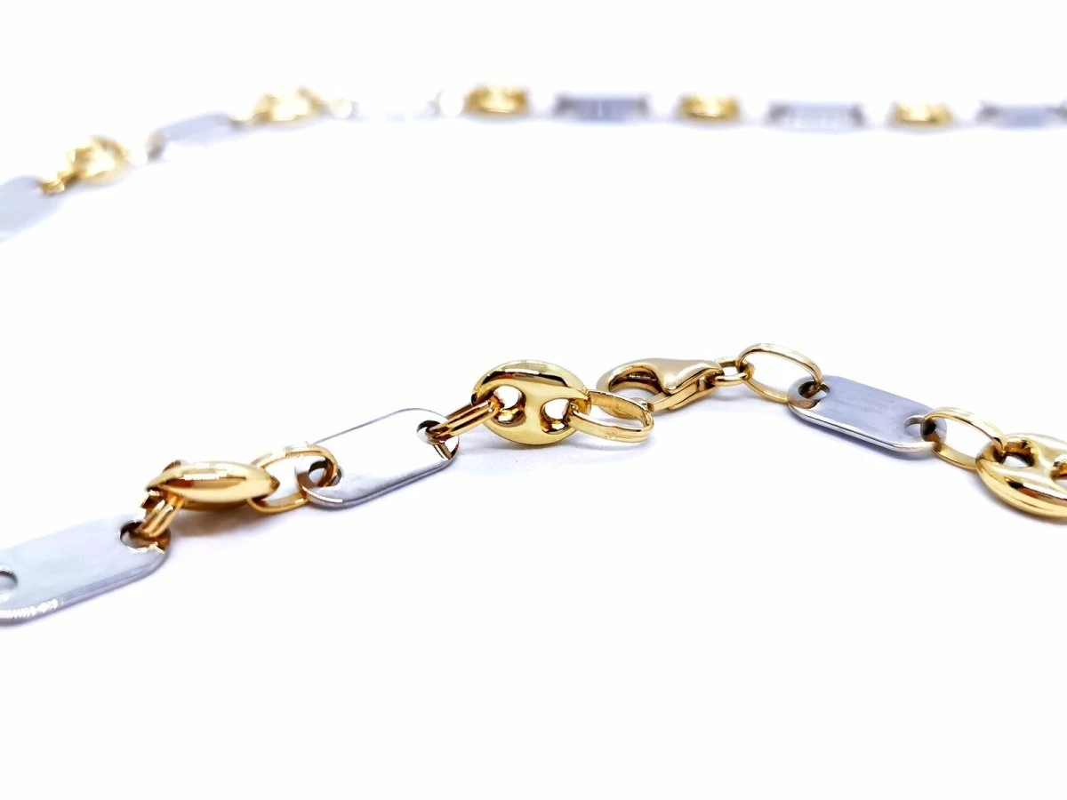 Collier Maille Alternée Grain De Café En 2 Ors 7 Collier Maille Alternée Grain De Café En 2 Ors – Image 7