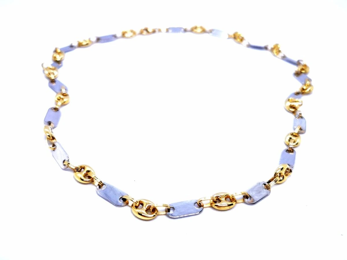 Collier Maille Alternée Grain De Café En 2 Ors 1 Collier Maille Alternée Grain De Café En 2 Ors