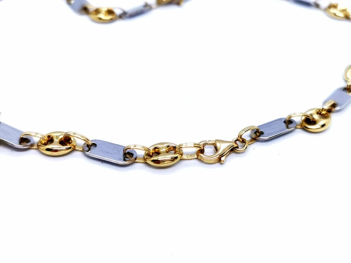 Collier Maille Alternée Grain De Café En 2 Ors 3 Collier Maille Alternée Grain De Café En 2 Ors – Image 3