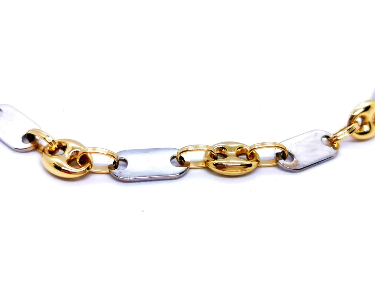 Collier Maille Alternée Grain De Café En 2 Ors 4 Collier Maille Alternée Grain De Café En 2 Ors – Image 4