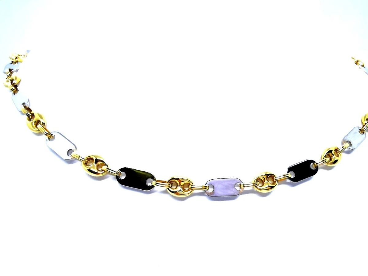 Collier Maille Alternée Grain De Café En 2 Ors 2 Collier Maille Alternée Grain De Café En 2 Ors – Image 2