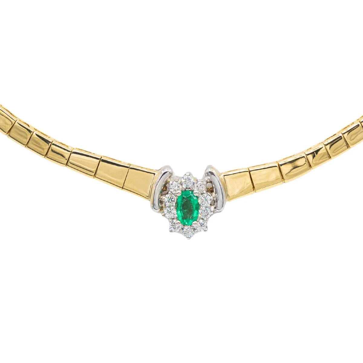 Collier Maille En Or Jaune, émeraude, Et Diamants 2 Collier Maille En Or Jaune, émeraude, Et Diamants – Image 2