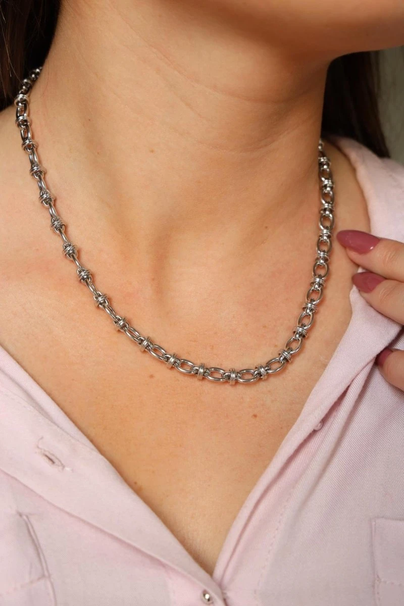 Collier Maille Fantaisie En Or Blanc 2 Collier Maille Fantaisie En Or Blanc – Image 2