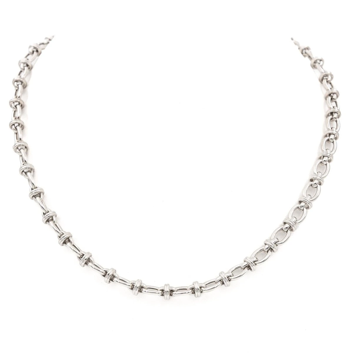 Collier Maille Fantaisie En Or Blanc 1 Collier Maille Fantaisie En Or Blanc