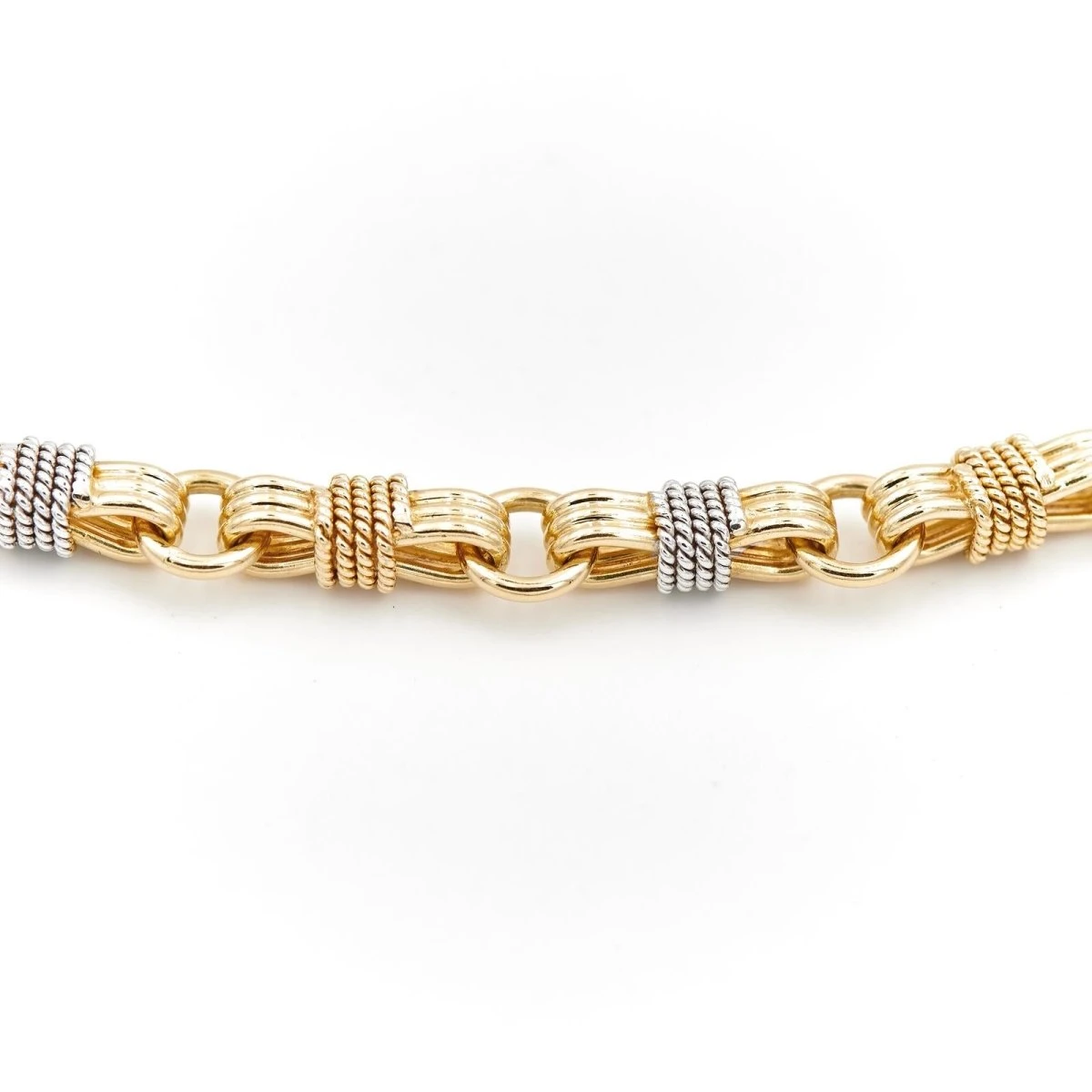 Collier Maille Fantaisie En Or Jaune Et Blanc 2 Collier Maille Fantaisie En Or Jaune Et Blanc – Image 2