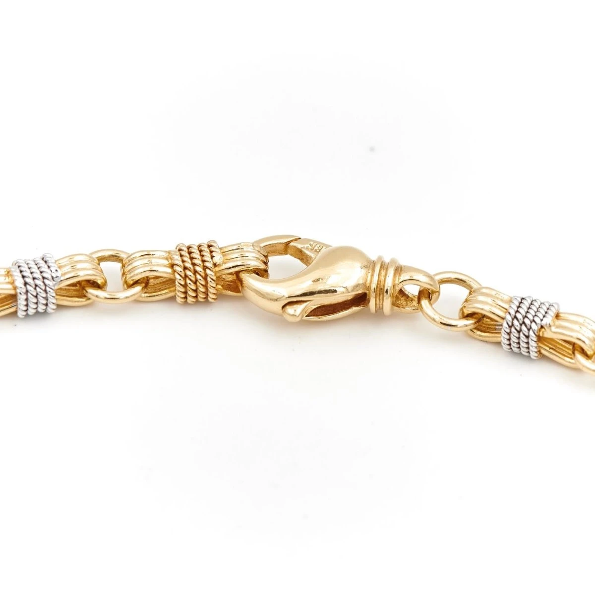 Collier Maille Fantaisie En Or Jaune Et Blanc 3 Collier Maille Fantaisie En Or Jaune Et Blanc – Image 3