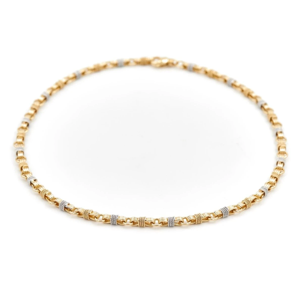 Collier Maille Fantaisie En Or Jaune Et Blanc 1 Collier Maille Fantaisie En Or Jaune Et Blanc