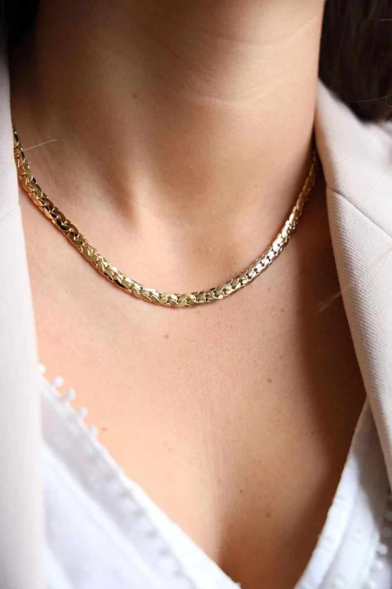 Collier Maille Haricot En Or Jaune Et Diamant 7 Collier Maille Haricot En Or Jaune Et Diamant – Image 7