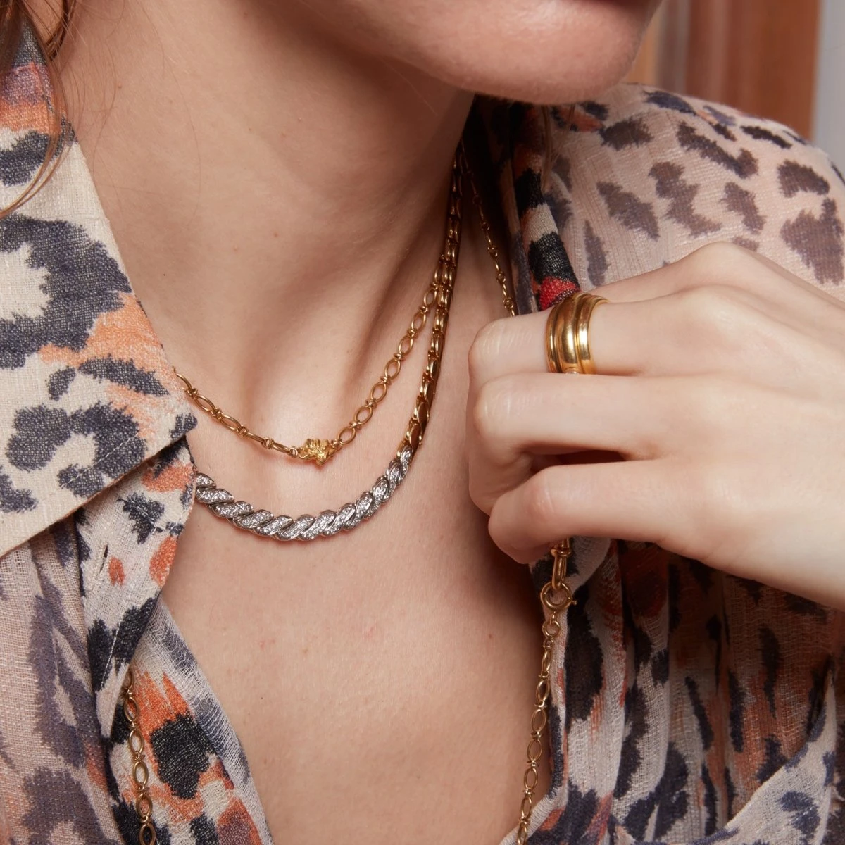 Collier Maille POMELLATO En Or Jaune, Or Blanc Et Diamants 2 Collier Maille POMELLATO En Or Jaune, Or Blanc Et Diamants – Image 2