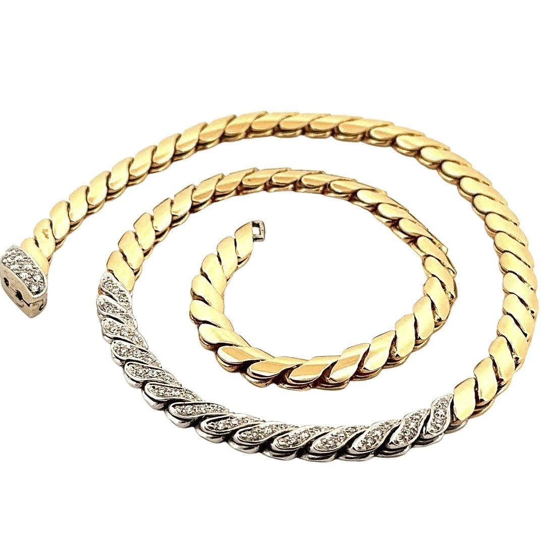 Collier Maille POMELLATO En Or Jaune, Or Blanc Et Diamants 1 Collier Maille POMELLATO En Or Jaune, Or Blanc Et Diamants