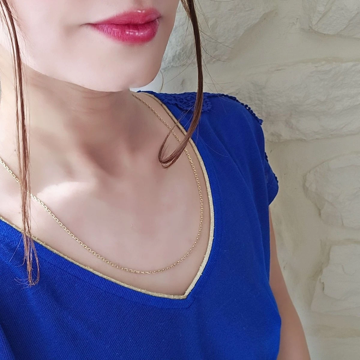 Collier Matinée En Or Jaune 18 Carats Maille Type Forçat Diamant - 55 Centimètres 5 Collier Matinée En Or Jaune 18 Carats Maille Type Forçat Diamant - 55 Centimètres – Image 5