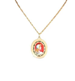 Collier Médaille En Pendentif En Or Jaune Et En émail De Limoges