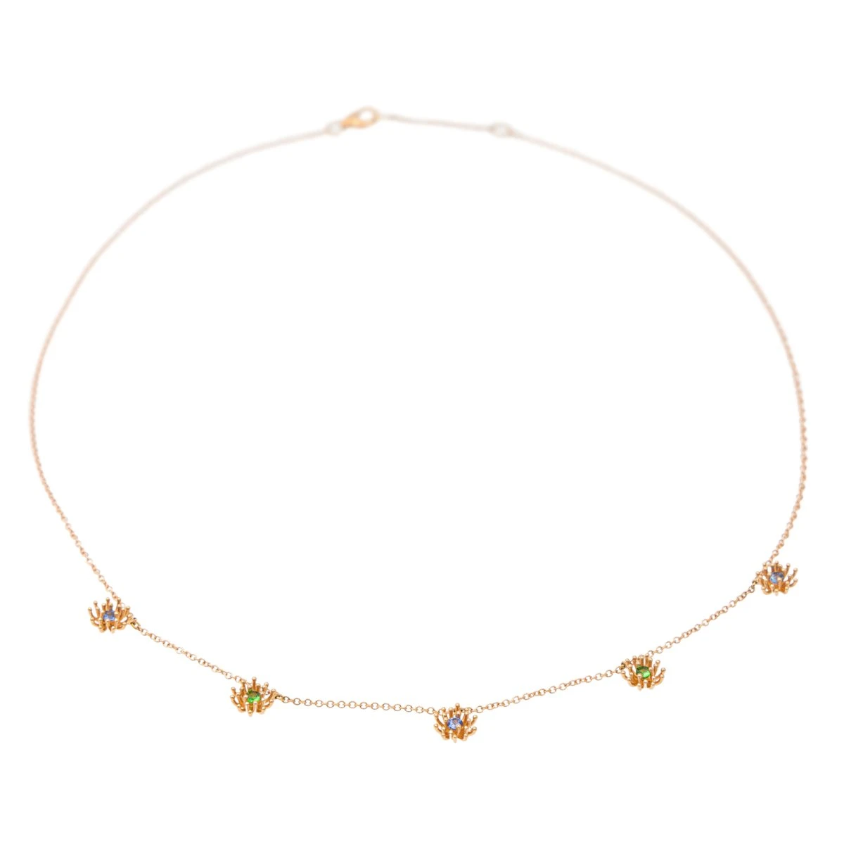 Collier Draperie MELLERIO "Le Petit Cactus Bleu" PM En Or Rose, Saphirs Et Grenats Tsavorites 3 Collier Draperie MELLERIO "Le Petit Cactus Bleu" PM En Or Rose, Saphirs Et Grenats Tsavorites – Image 3