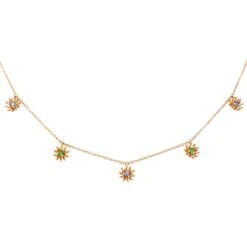 Collier Draperie MELLERIO "Le Petit Cactus Bleu" PM En Or Rose, Saphirs Et Grenats Tsavorites