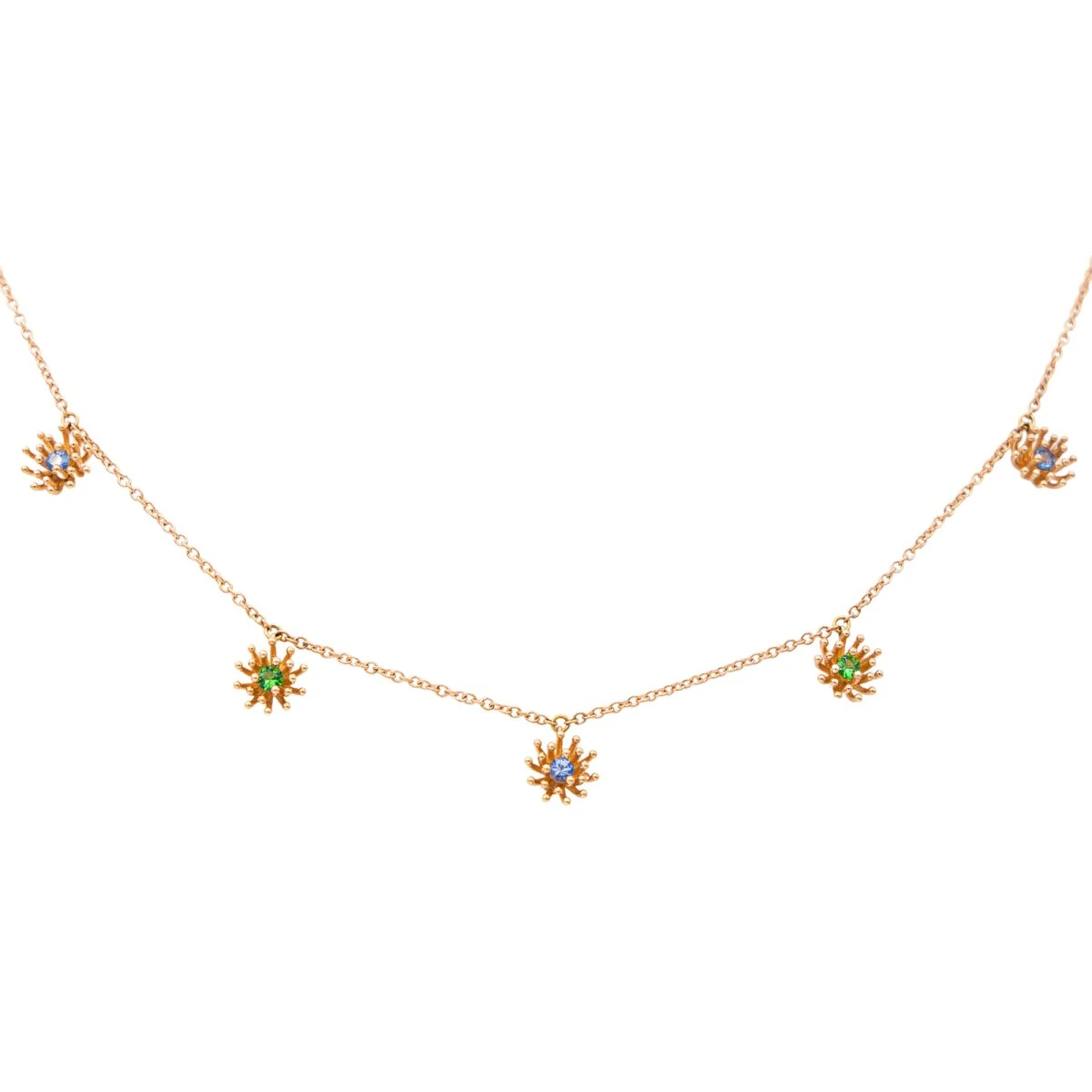 Collier Draperie MELLERIO "Le Petit Cactus Bleu" PM En Or Rose, Saphirs Et Grenats Tsavorites 1 Collier Draperie MELLERIO "Le Petit Cactus Bleu" PM En Or Rose, Saphirs Et Grenats Tsavorites