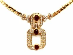 Collier Pendentif Amovible En Or Jaune, Diamants Et Rubis