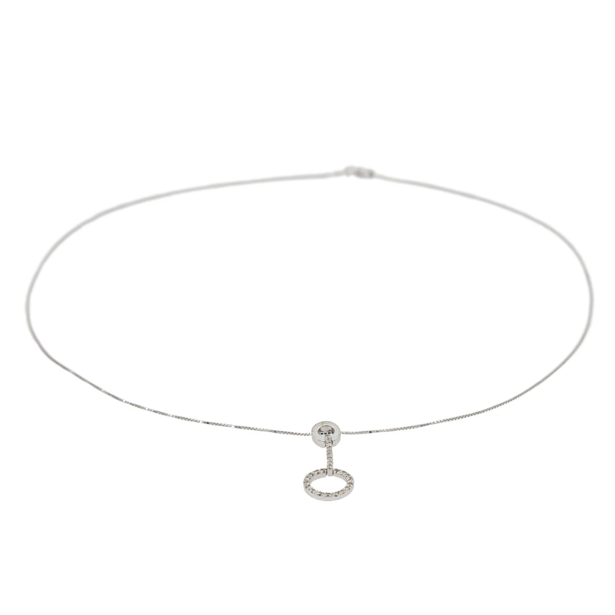 Collier Pendentif En Or Blanc 18 Carats Et Diamant 3 Collier Pendentif En Or Blanc 18 Carats Et Diamant – Image 3