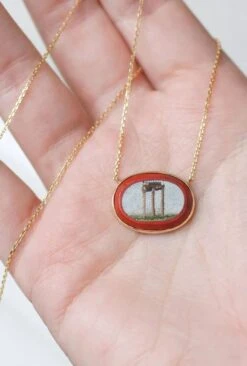 Collier Pendentif Micro Mosaïque Temple Antique Or Jaune -Castafiore Boutique collier pendentif micro mosaique temple antique or jaune 293116