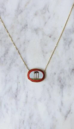 Collier Pendentif Micro Mosaïque Temple Antique Or Jaune -Castafiore Boutique collier pendentif micro mosaique temple antique or jaune 625436