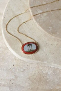 Collier Pendentif Micro Mosaïque Temple Antique Or Jaune -Castafiore Boutique collier pendentif micro mosaique temple antique or jaune 706506