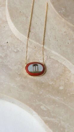 Collier Pendentif Micro Mosaïque Temple Antique Or Jaune -Castafiore Boutique collier pendentif micro mosaique temple antique or jaune 765849