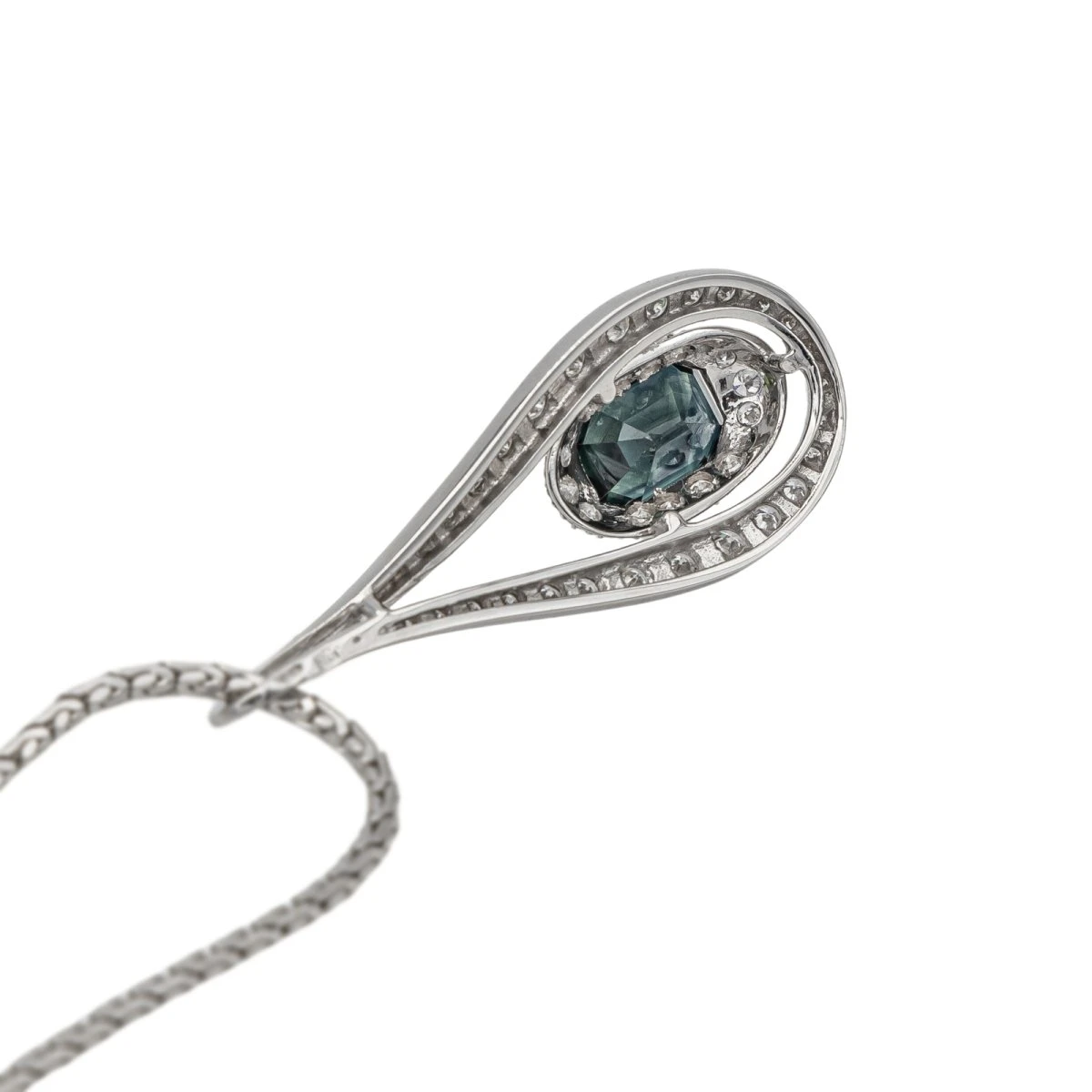 Collier Pendentif Or Blanc Saphir 5 Collier Pendentif Or Blanc Saphir – Image 5