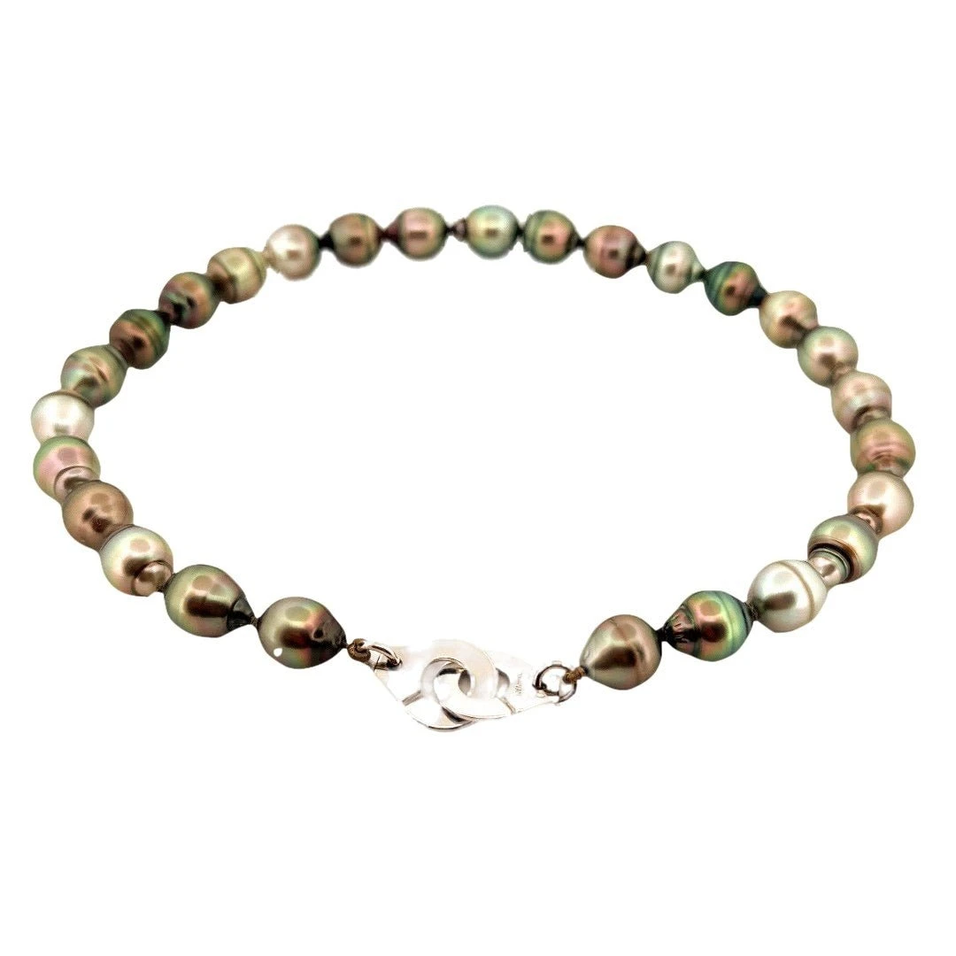 Collier DINH VAN "Menottes R15" En Or Blanc Et Perles De Tahiti 1 Collier DINH VAN "Menottes R15" En Or Blanc Et Perles De Tahiti