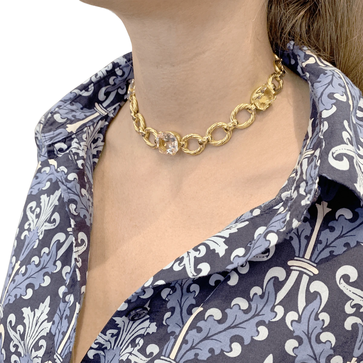 Miller Collier Ras De Cou En Or Jaune Et Béryls 5 Miller Collier Ras De Cou En Or Jaune Et Béryls – Image 5