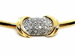 Collier Ras De Cou Maille Oméga En 2 Ors Et Diamants -Castafiore Boutique collier ras de cou maille omega en 2 ors et diamants 239106