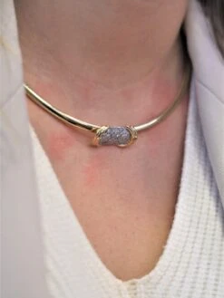 Collier Ras De Cou Maille Oméga En 2 Ors Et Diamants -Castafiore Boutique collier ras de cou maille omega en 2 ors et diamants 414863