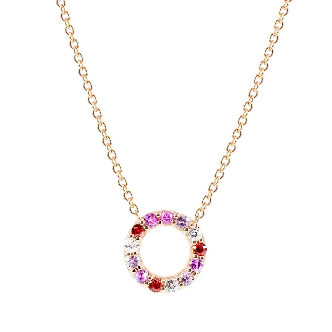 Collier Saphirs Multi Couleurs Or Rose 3 Collier Saphirs Multi Couleurs Or Rose – Image 3