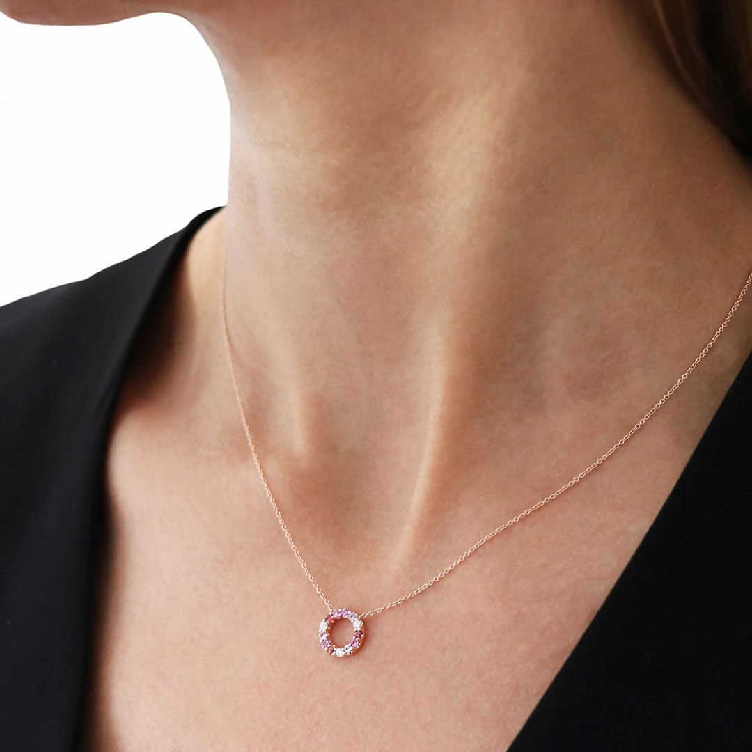 Collier Saphirs Multi Couleurs Or Rose 2 Collier Saphirs Multi Couleurs Or Rose – Image 2