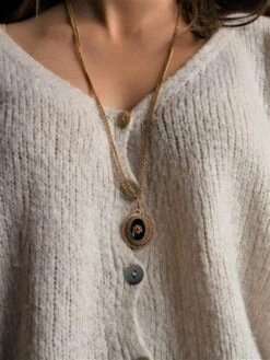 Collier Sautoir En Or Jaune, Rubis, Turquoise Et Onyx -Castafiore Boutique collier sautoir en or jaune rubis turquoise et onyx 773612