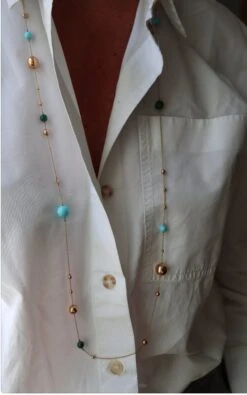 Collier Sautoir En Or Rose, Malachite Opaline Et Diamants 7 Collier Sautoir En Or Rose, Malachite Opaline Et Diamants -Castafiore Boutique collier sautoir en or rose diamant et malachite palline 176444