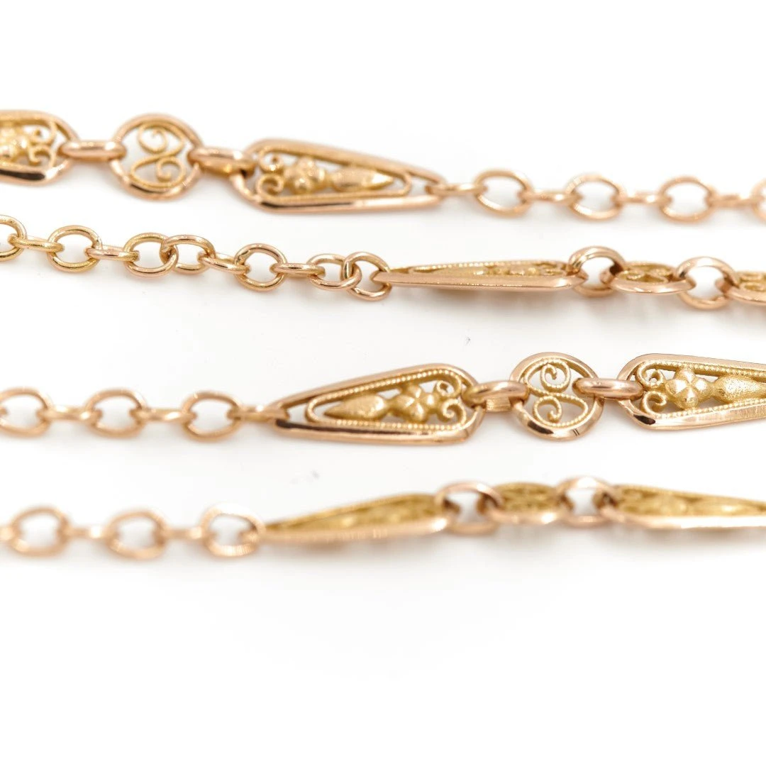 Collier Sautoir Maille Alternée En Or Jaune 5 Collier Sautoir Maille Alternée En Or Jaune – Image 5