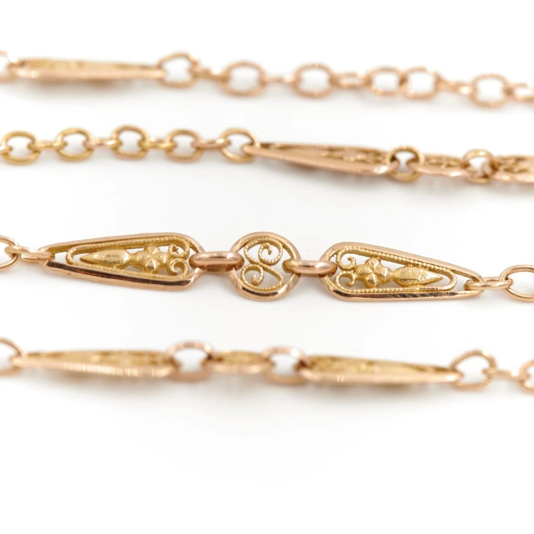 Collier Sautoir Maille Alternée En Or Jaune 2 Collier Sautoir Maille Alternée En Or Jaune – Image 2