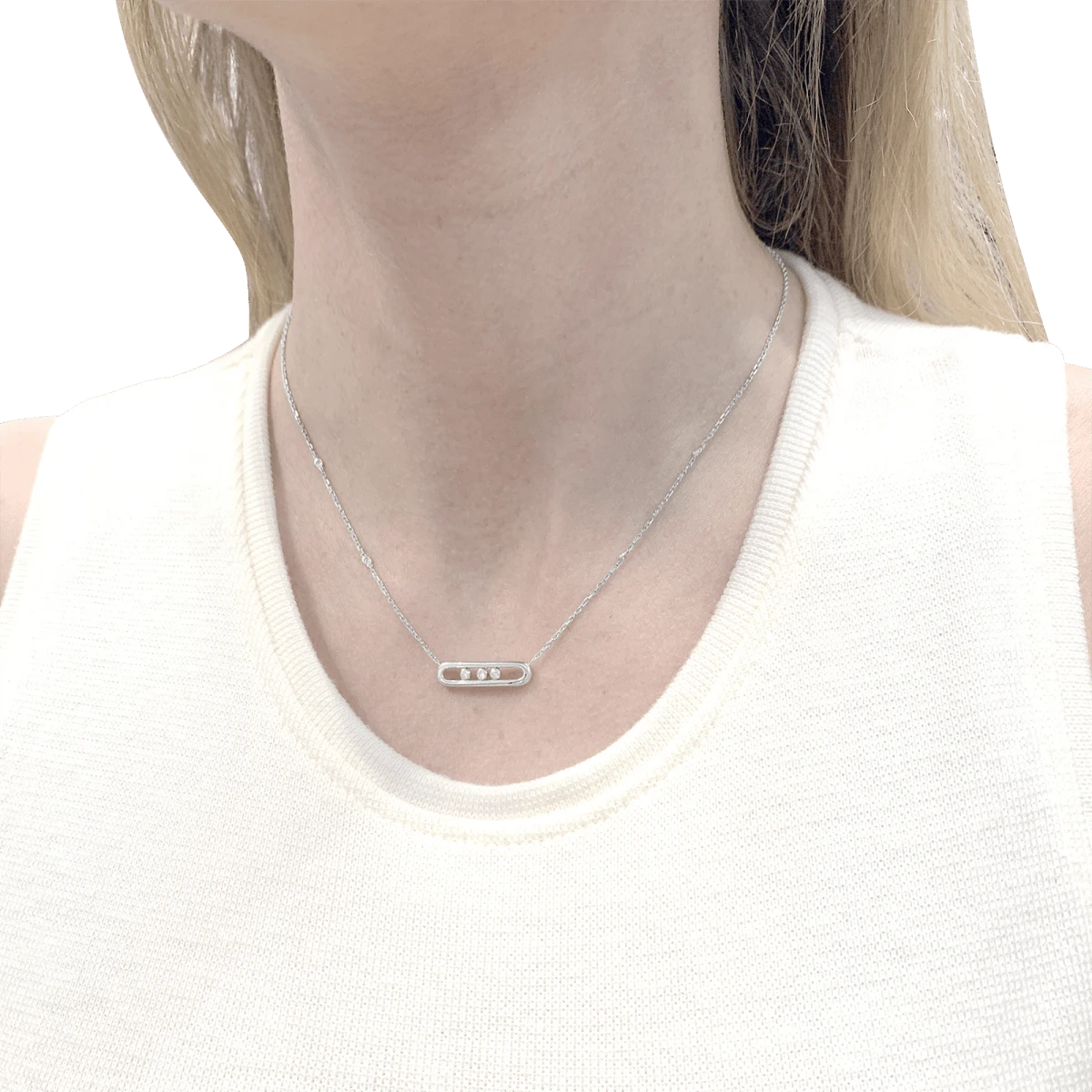 Miller Collier-Sautoir MESSIKA, "Baby Move", Or Blanc Etdiamants 2 Miller Collier-Sautoir MESSIKA, "Baby Move", Or Blanc Etdiamants – Image 2