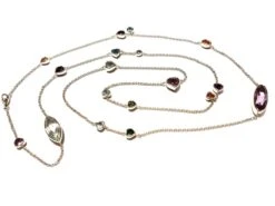 Collier Sautoir Multicolore En Or Blanc, Saphirs, Améthystes Et Aigue Marine -Castafiore Boutique collier sautoir multicolore en or blanc saphirs amethystes et aigue marine 485612