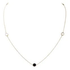 Collier Sautoir Or Rose Onyx